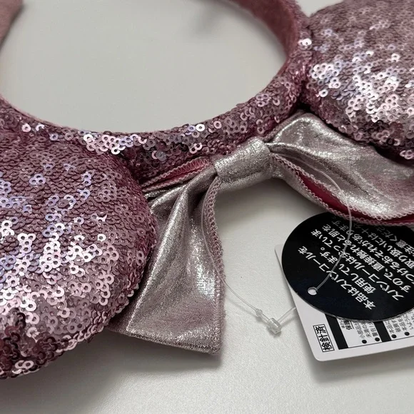 Tokyo Disney Pink Sequins Mickey Mouse Ears Hearts Bow Minnie Mouse Headband - Picture 6 of 6